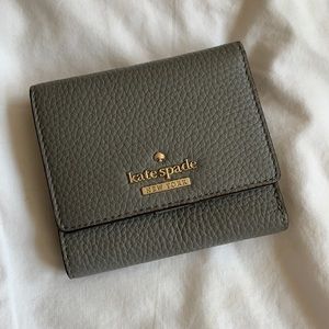 Kate Spade gray leather tri-fold wallet